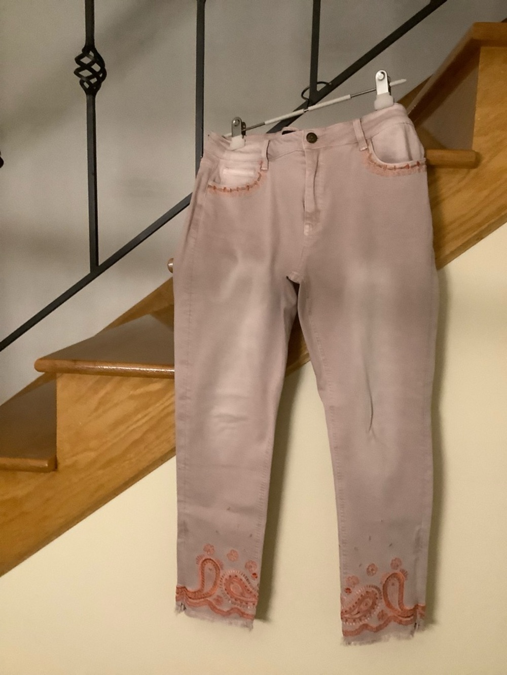 Desigual Pale Pink Embroidered Waist Jeans